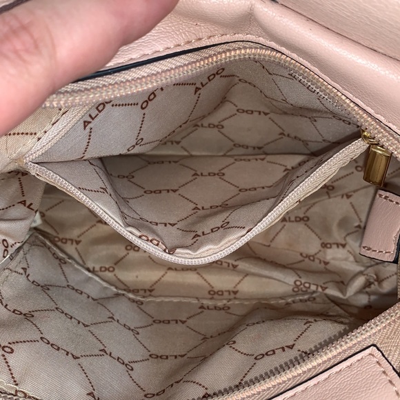 Aldo Crossbody Bag Womens Small Pink PU Faux Leather Quilted Chevron Handbag - Picture 17 of 17